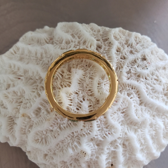🌿 Shaanti Jewels 18 Karat Gold Plated Silver Peridot Eternity Ring Women's 8 🌿 - Picture 3 of 5